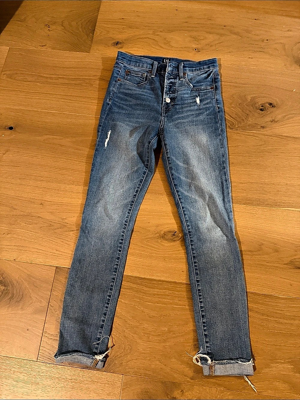 Gap High Rise True Skinny Button Fly Jeans Blue Jeans